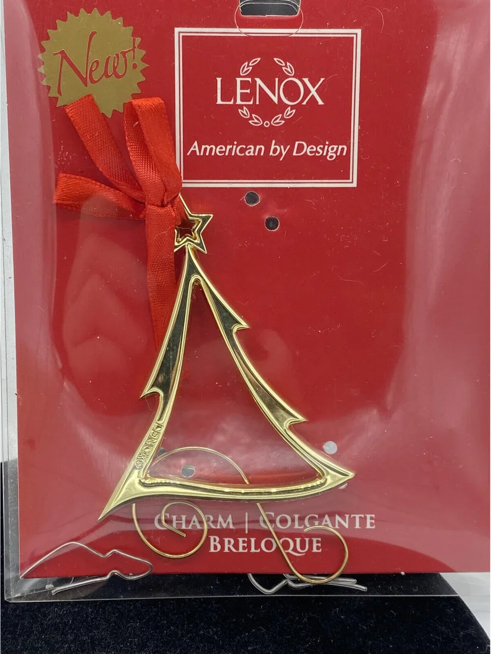 LENOX Polished Brass Christmas Tree Holiday Charm Ornament New in Package